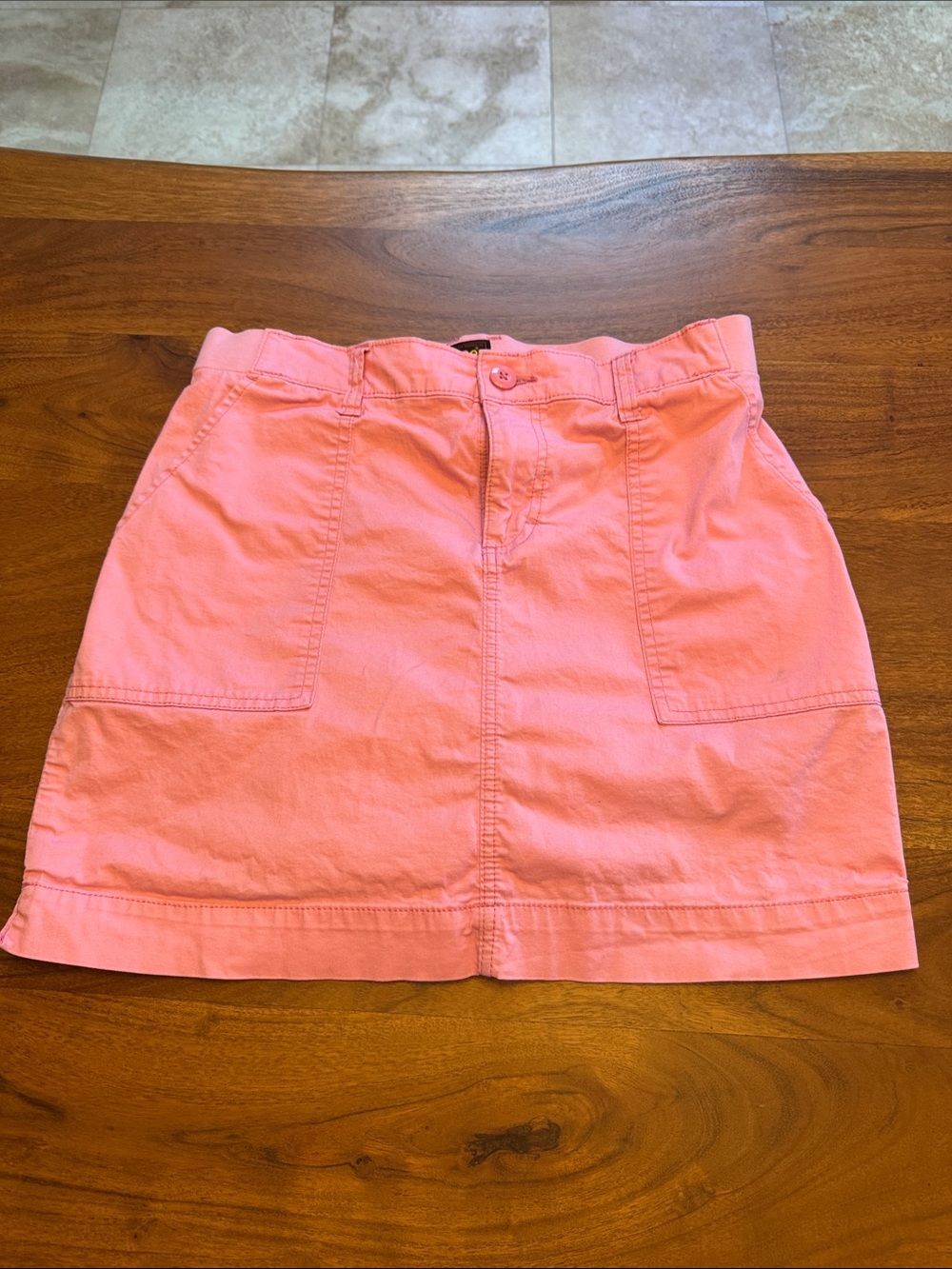 Lee Pink Cotton Mini Skirt with Front Patch Pockets